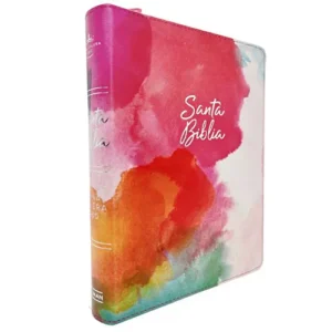 Biblia Tamaño Manual Letra Grande con Índice y Cierre - Acuarela Símil Piel - RVR1960