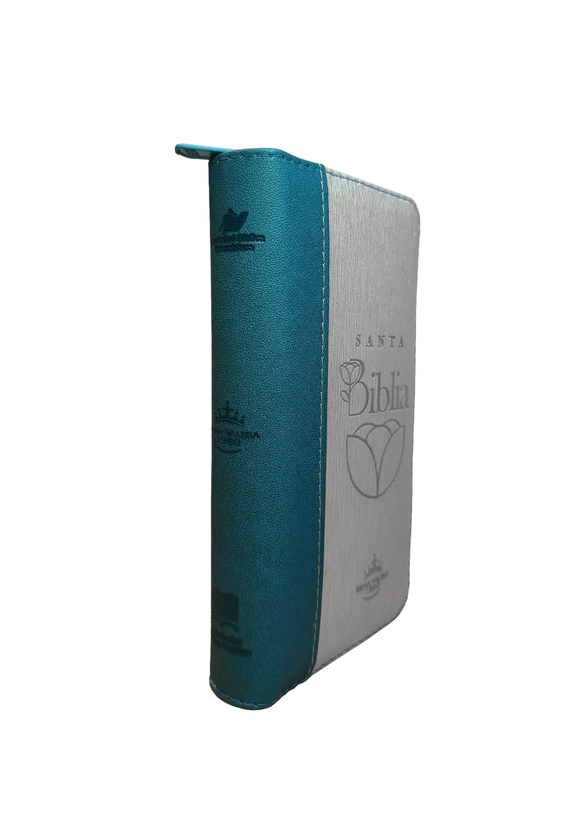 Biblia Tipo Cartera con Índice RVR 1960 Color Azul Beige Canto Dorado con Ayudas y Códigos QR - Imagen 3